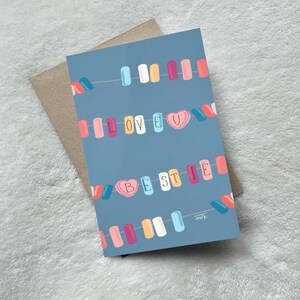 Carte de bracelet Bestie| carte d'anniversaire | Carte de Saint-Valentin | de voeux | Mignon | Bonbons | Amitié | Amour fraternel