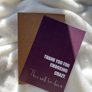 Thank You For Choosing Crazy Card| Birthday Card | Greeting Card | Cute Card | Couples | Birthday Card | Quotes & Sayings