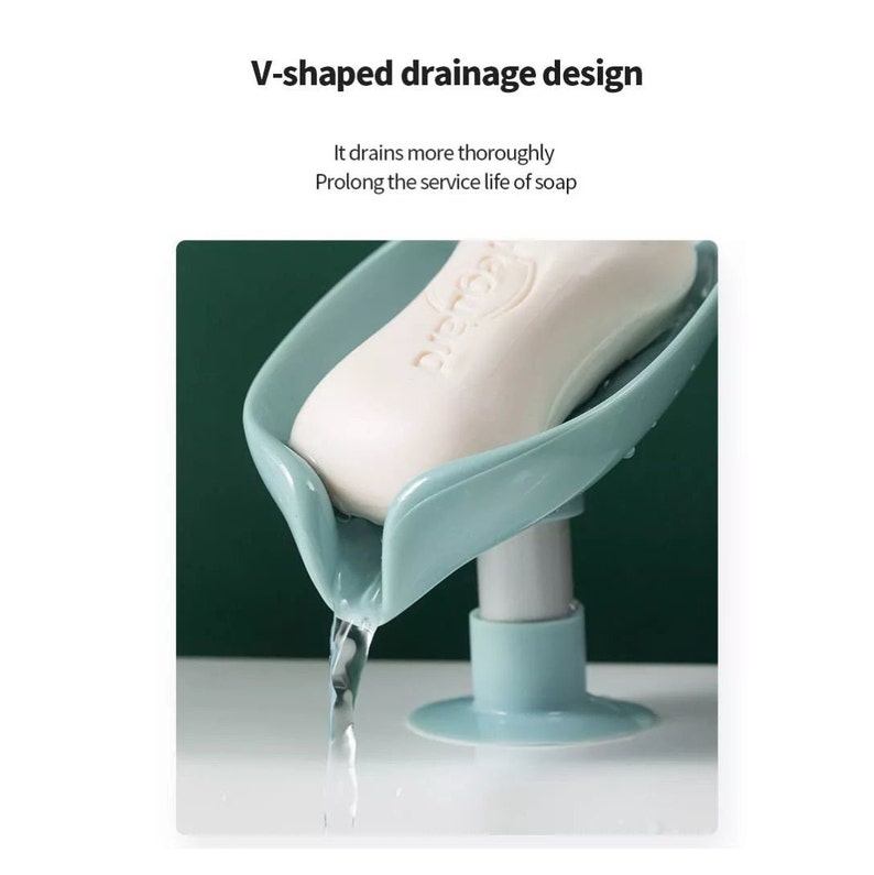 Leafshape Self Draining Soap Dish Holder, Not Punched Easy Clean Bar