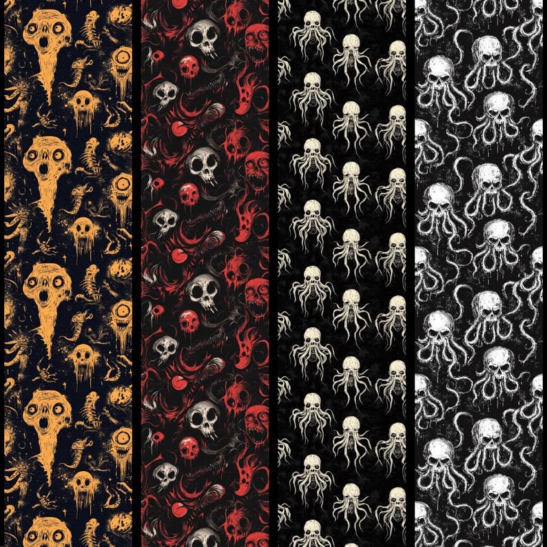 24 Horror Patterns Seamless Patterns for Dresses, Clothing, Web Design ...