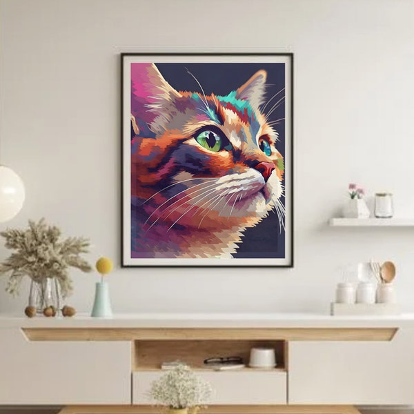 CAT poster designs for cat lover gift ideas | WATERCOLOR cat artwork | Set of 4 Cat Posters | Digital Prints | WHIMSICAL Cat Artwork