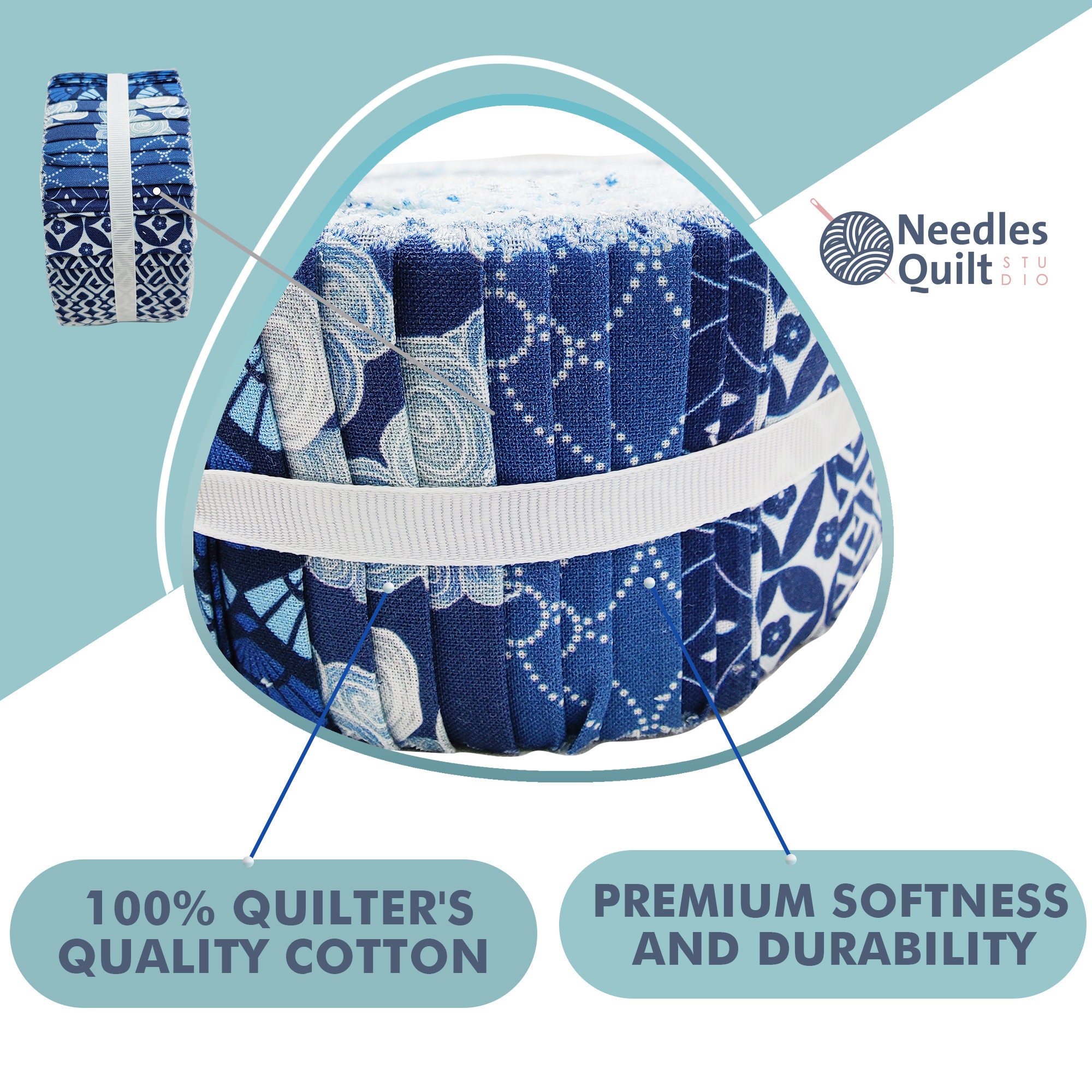 Needles Quilt Studio - 2.5 Precut 40 Fabric Strip Bundle (Summer Forest) | Cotton Strips Bundles for Quilting - Jelly Rolls for Quilting Assortment F