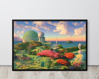 Surreal Fantasy Landscape Wall Art | Framed Digital Print | 70's Fantasy Sci fi Art | Living Room Decor | Home Decor | MysticDreamLands 9