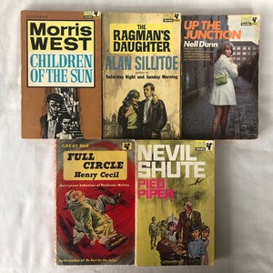 Set of 5 Vintage Great Pan Books Various Authors with vibrant covers 1958 1969 image 1