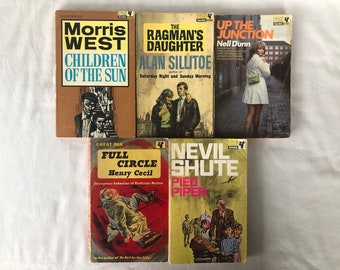 Set of 5 Vintage Great Pan Books - Various Authors with vibrant covers - 1958 - 1969