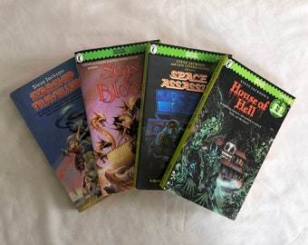 Fighting Fantasy Gamebook Collection - Books 4, 10, 12 & 16 - Steve Jackson, Ian Livingstone - 1984 - 1985 Vintage Fantasy Puffin PAPERBACK