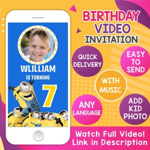 Convite de vídeo para festa de aniversário com música, convite de aniversário infantil, convite de vídeo digital, convite de vídeo animado para celular