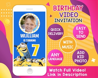 Animated Birthday Party Video Invitation with Music (Digital Download)