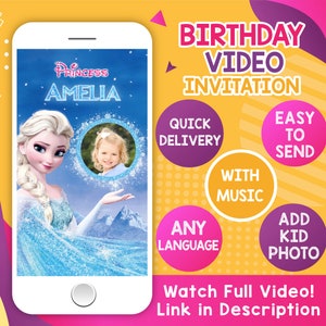 Frozen Video Invitation, Frozen Invitation, Elsa Anna Frozen, Frozen Birthday Invite, Elsa Birthday Invite