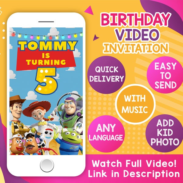 Toy Story Invitation, Toy Story Video Invitation, Toy Story Party, Toy Story Birthday Invitation, Toy Story 4, Forky, To Infinity And Beyond