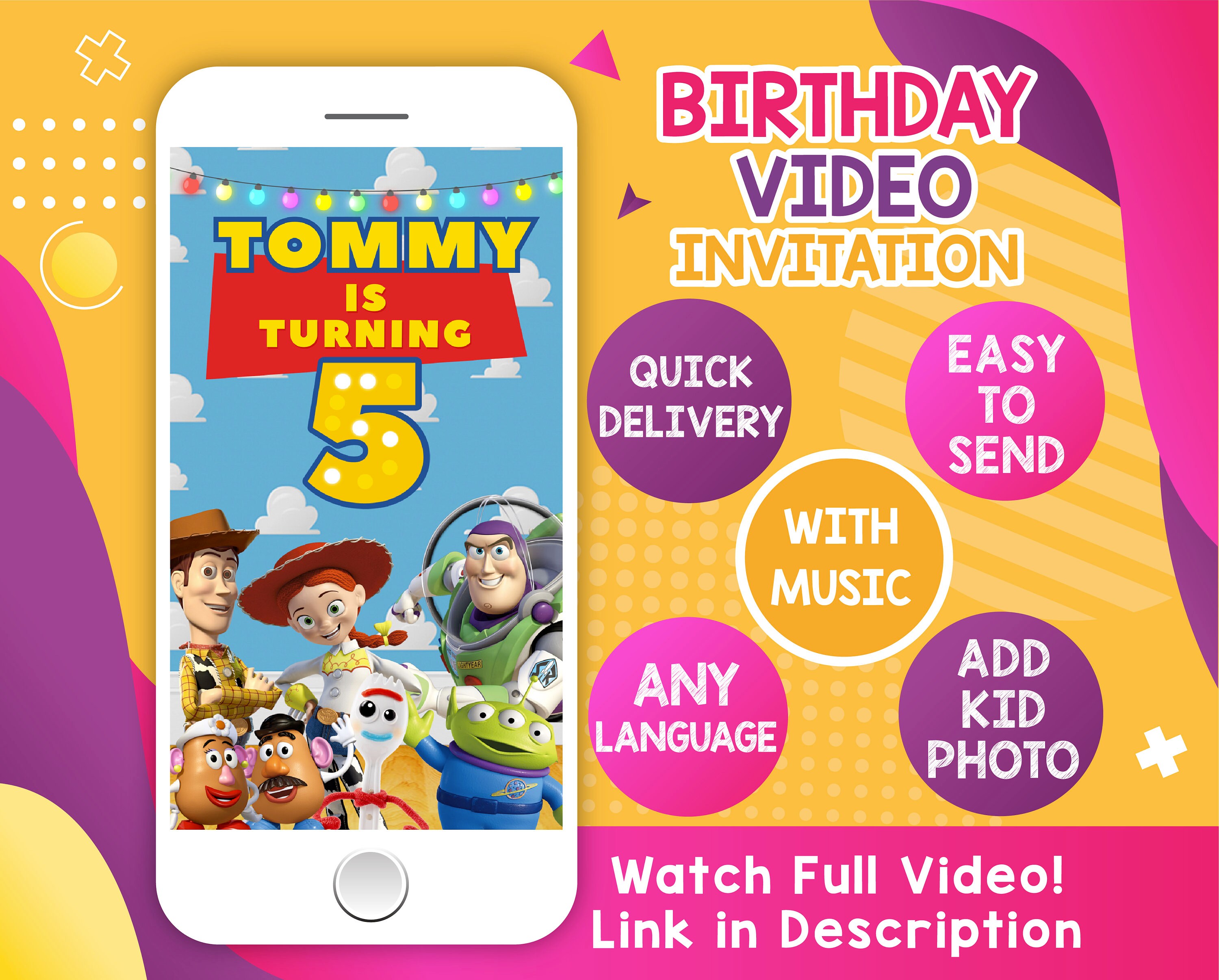 Toy Story Invitation Toy Story Video Invitation Toy Story Party Toy Story Birthday Invitation Toy Story 4 Forky To Infinity