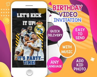 Real Madrid Birthday VIDEO INVITATION with sound - Digital Download Mobile E-vite