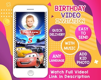 Cars Birthday Video Invitation with Music: Lightning McQueen Party