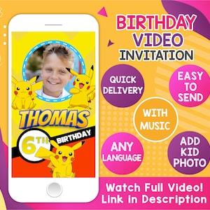 Convite animado para festa de aniversário com música, Convite digital em vídeo, Convite em vídeo para menino, Artigos para aniversário