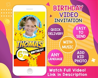 Animated Birthday Video Invitation with Music: Personalized Party Invite (Digital Download