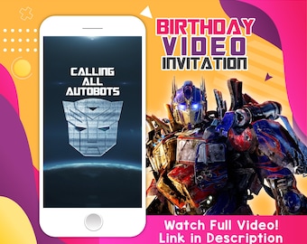 Digital animierte Videoeinladung von Optimus Prime für Mobiltelefone, Autobots Einladung mit Musik