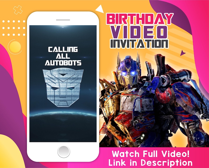 Transformers birthday party video invitation