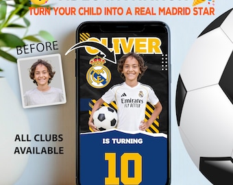 Personalized Real Madrid Football Video Invitation (Digital Download)