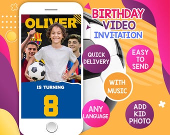 Soccer Birthday Video Invitation | Animated Football Party Invite (Digital)
