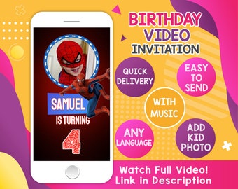 Birthday Party Video Invitation, Animated Invitation, Birthday supplies, Video Invitation for Boy