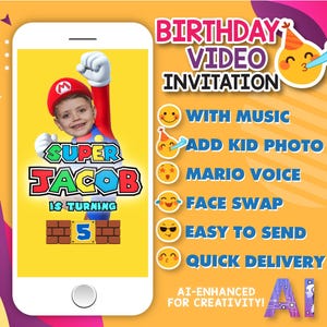 Invito animato Super Mario con musica, invito video Super Mario, invito compleanno Super Mario, invito video Super Mario