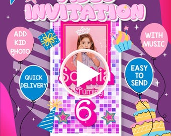 Princess Birthday Video Invitation: Animated Pink Party Invite (Digital Download