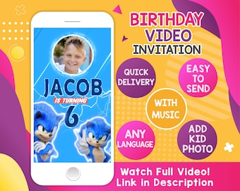 The hedgehog Birthday Party Video Invitation, Animated Invitation, Digital Video Invitation, Animated Video Invite For Mobile