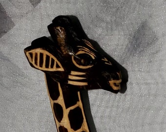 Hand Carved Wooden Giraffe Figurine Sculpture Statue