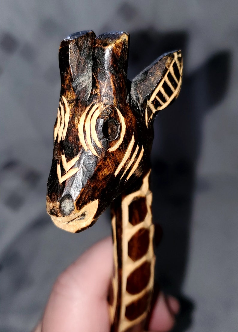 Hand Carved Wooden Giraffe Figurine Sculpture Statue image 3