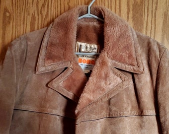 Vintage Jack Fraser Shearling Suede Leather Coat 42 M 70s
