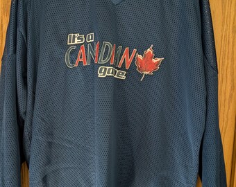 Vintage Molson Canadian Beer Hockey Air Mesh Jersey XL Blue NHL