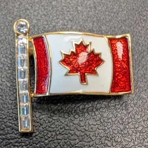Rare Vintage Butler Rhinestone crystal Canadian Flag Brooch