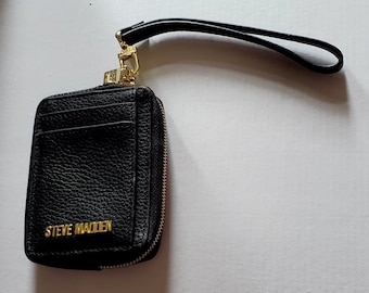 Steve Madden Zip Around Card Case Wristlet Clutcg Bag Black