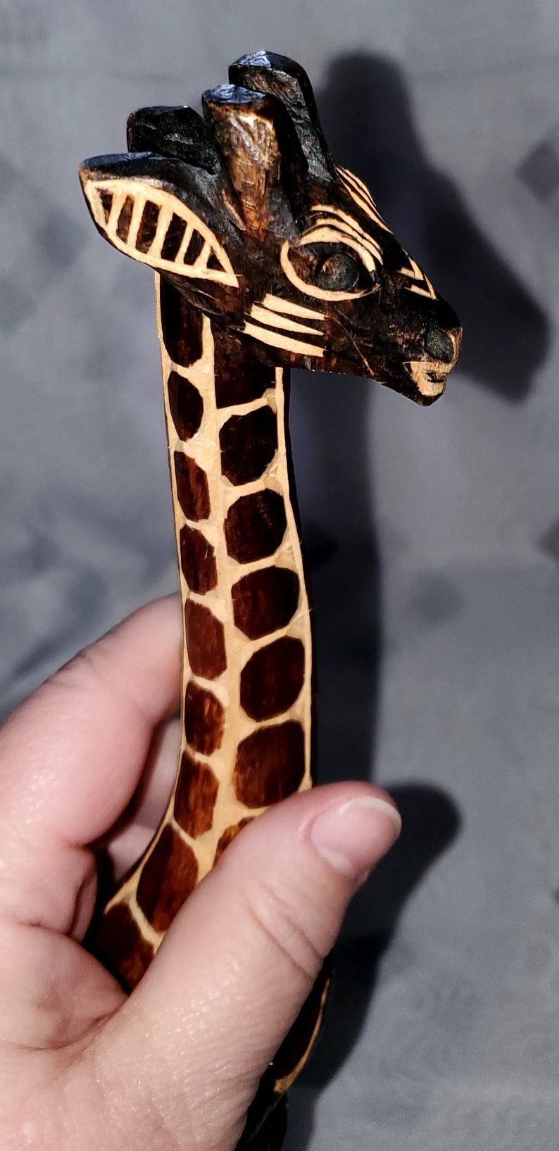 Hand Carved Wooden Giraffe Figurine Sculpture Statue image 4