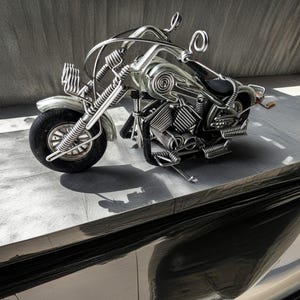 Wire Motorcycle Model from 80s-90s, Handmade Vintage Bike, Retro Motorcycle Decor, Unique Decorative Sculpture, Biker Gift, Collector&#39;s Item