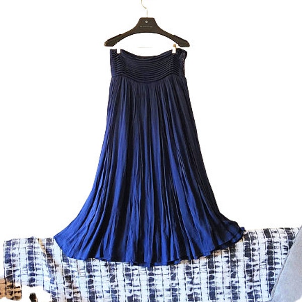 Blue Pleated maxi skirt 81162