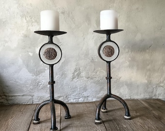 ハンガリー製 アイアン 燭台 ミッドセンチュリー 金工作家 キャンドル