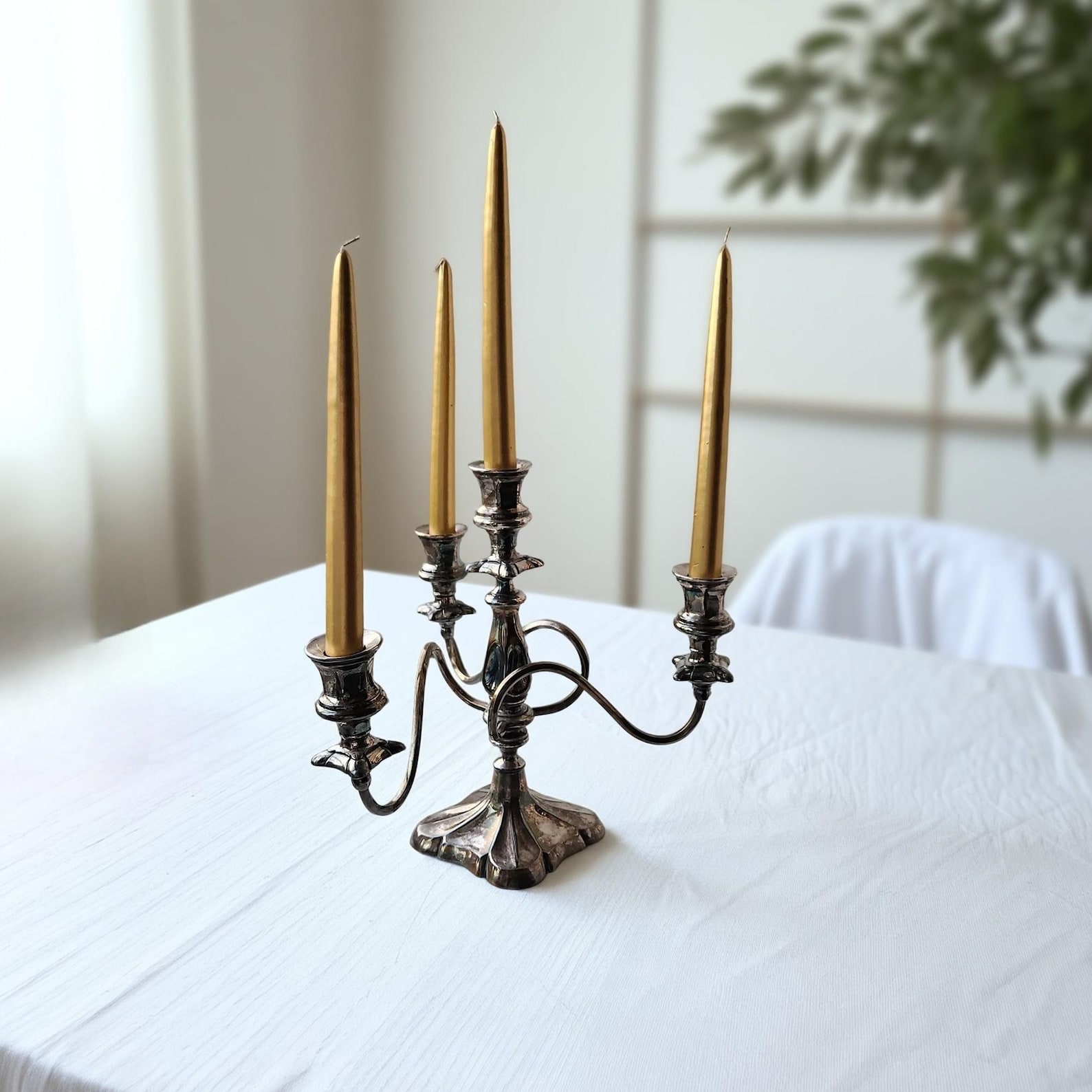 Antique Wilcox Quadruple Silver Plate Candelabra