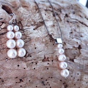 High Luster Pearl Set, Sterling Silver Jewelry, 2” Drop, Pendant & Earrings, 16” Chain, Natural Pearls, Elegant Gift for Her, Bridal Jewelry