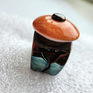 Vintage Handmade Unique Orange Glass Dome Statement Ring, Bold Fashion Ring, Unique Dome Jewelry, Women&#39;s Ring, Trendy Ring, Size 7, Gift