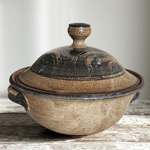 Functional Art Bakeware, 10" Lidded Ceramic Chimney Roaster, OOAK Signed Pottery Chicken Baker