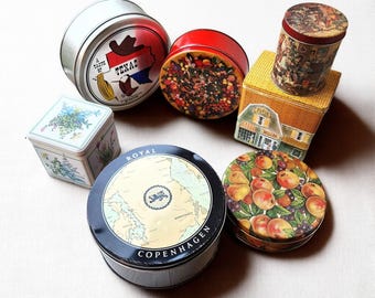 Vintage collectie koekjestrommels, Pick One, Kerstmis, Texas, kruid, decoratiedoos