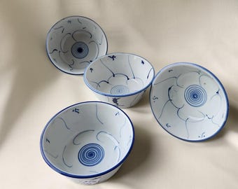 Set of 6 Blue Japanese Chinese Style Rice Bowl Gift Set - Etsy