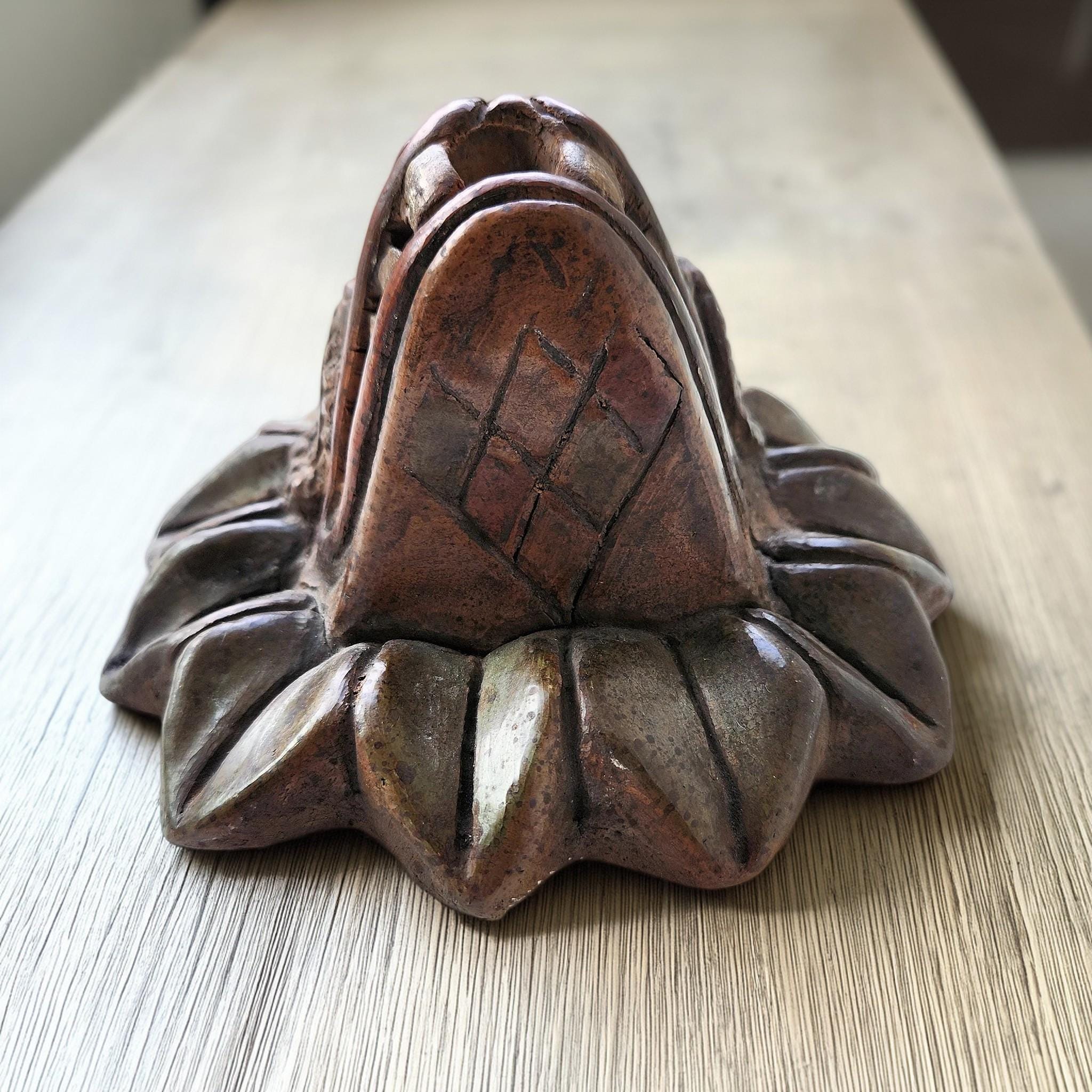 Aztec Quetzalcoatl Wall Mask, Ceramic Feathered Serpent Head, Tribal ...