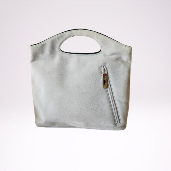 Vintage SALVATORE FERRAGAMO light grey felt purse… - image 4