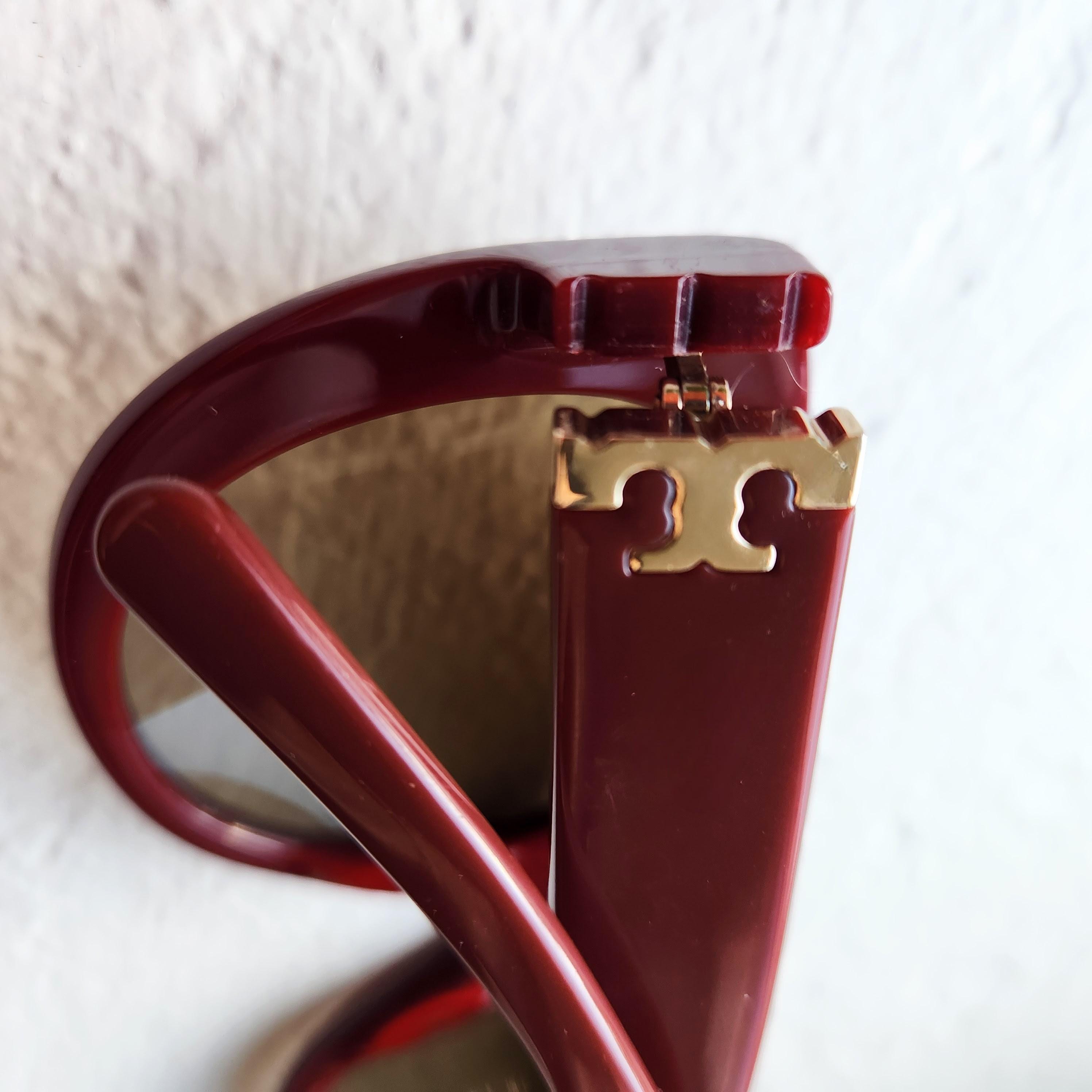 Vintage TORY BURCH oval  cat\'s-eye burgundy/gold sunglasses Eleanor Cat-Eye Sunglasses: Women main image 3