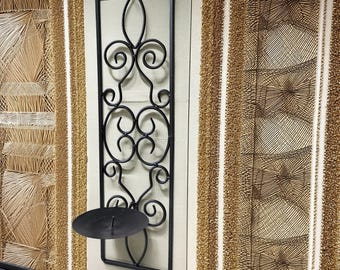 Black Foldable Iron Wall Sconce Candle Holder – 20"Tall