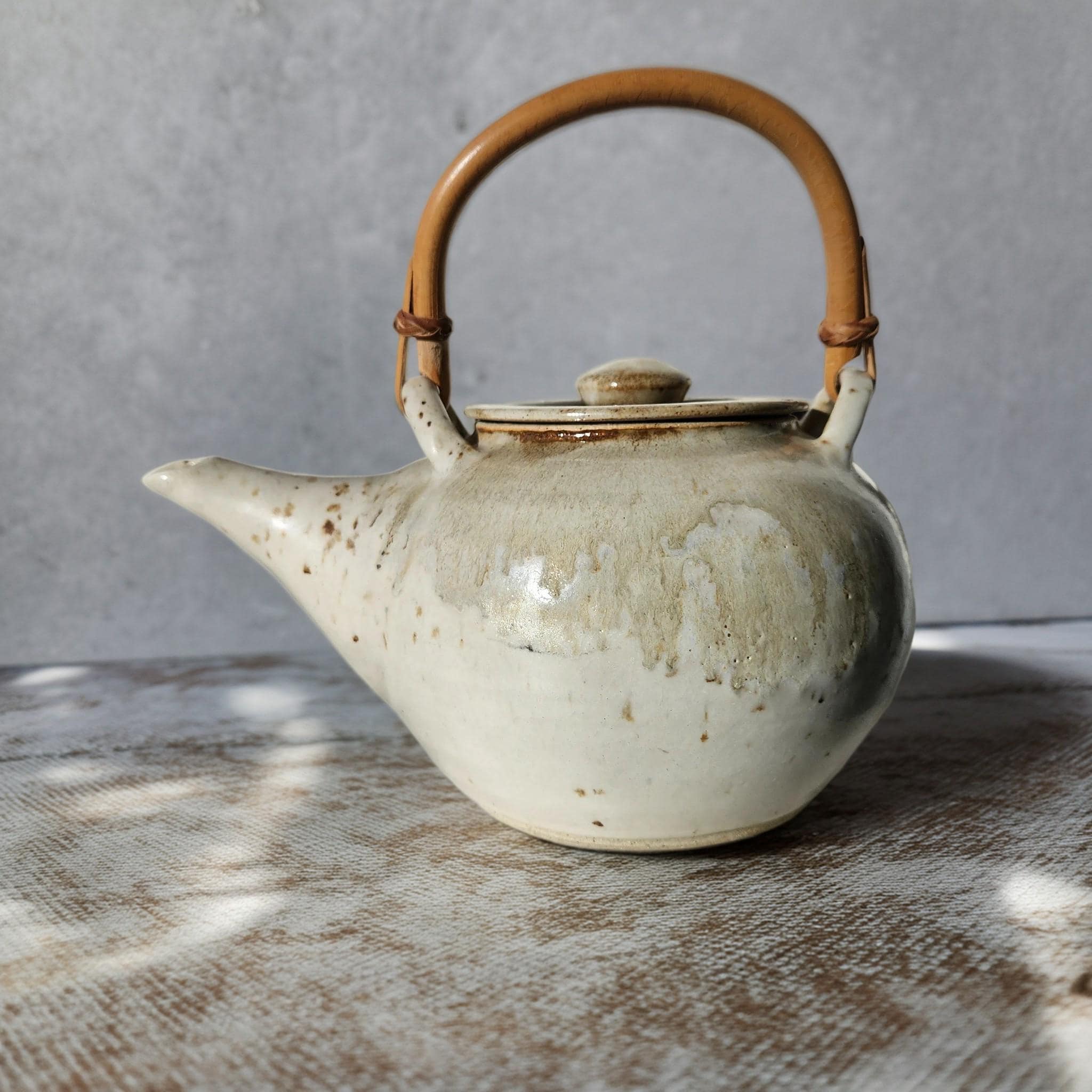 Large Signed Studio Pottery Teapot Sculptural Ceramic Bamboo Handle - Etsy