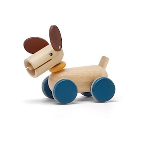 Wooden Pull Puppy Toy, Classic Pull Along, Retro Wheels, Kids Play Toy, Wooden Toddler Gift, Nursery Decor, Classic Baby Push Toy