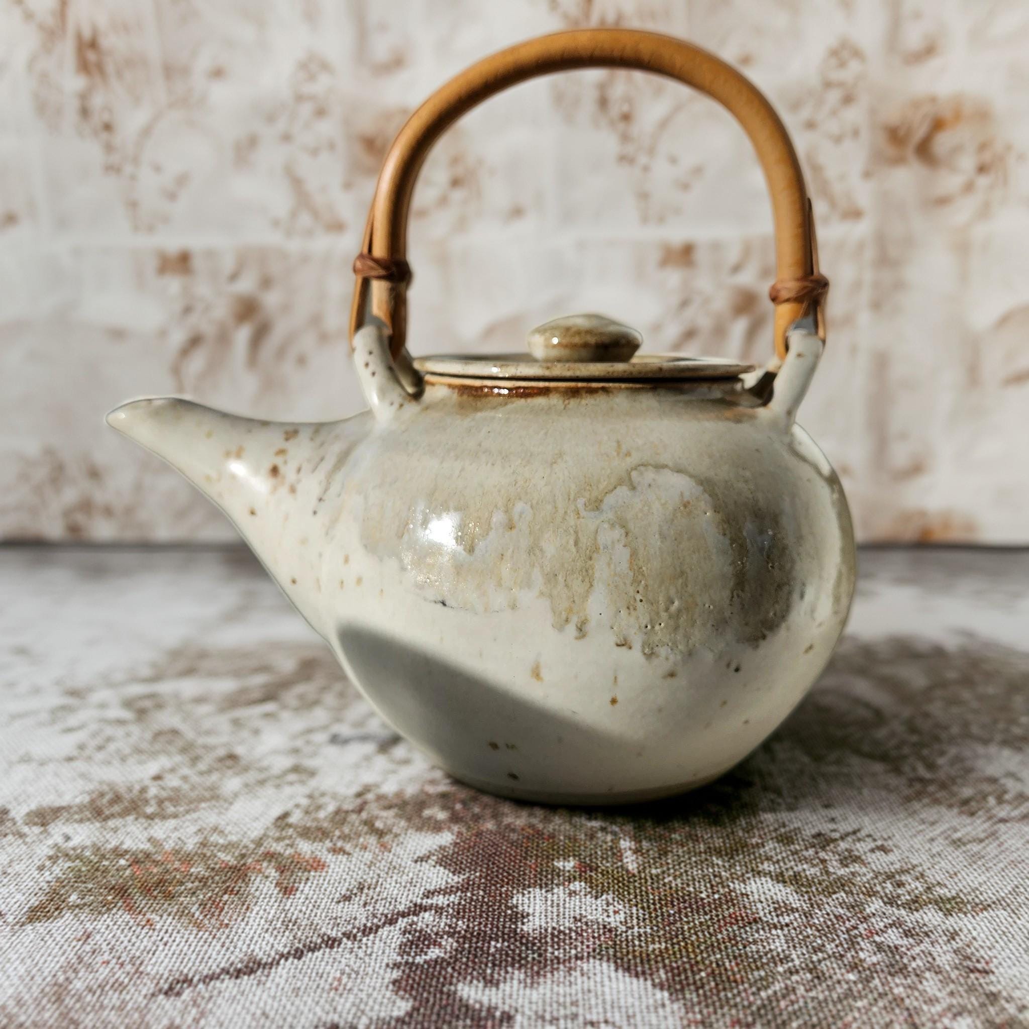 Large Signed Studio Pottery Teapot Sculptural Ceramic Bamboo Handle - Etsy